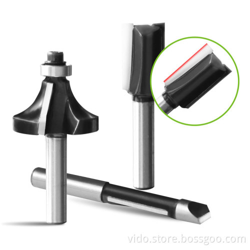 VIDO cnc 1/4inch 6.35mm 15 pcs set flush trim wood router bits for woodworking